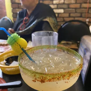 Lime margarita with a tajin rim