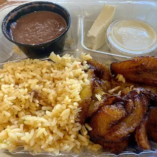 Rice, beans, and plantains - Really good!