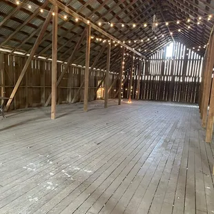 the inside of a barn