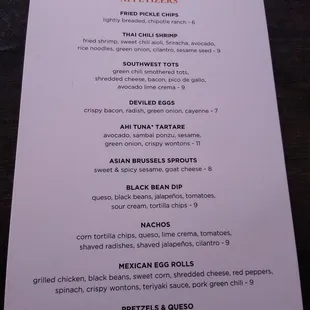 Happy hour food menu