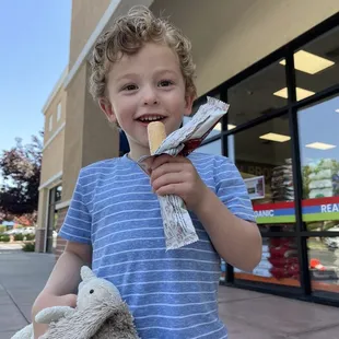 My son enjoying his first ice cream treat at Reliance Supermarket and he said it was a yummy!