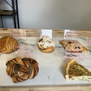 a variety of pastries on display