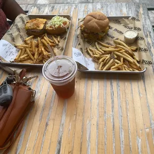 Double Tasty with extra cheese on the right, single with cheese on the left