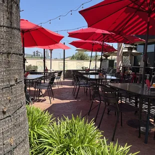 tables and umbrellas