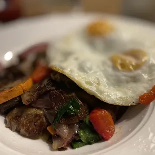 Short rib hash with eggs added