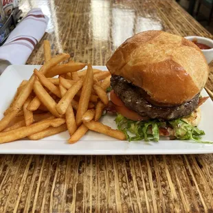 Relish burger and fries