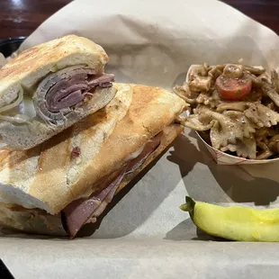 Cubano with pasta salad