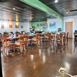 a restaurant with tables and chairs