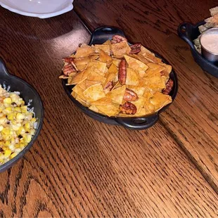 Corn, bar nuts, fried okra