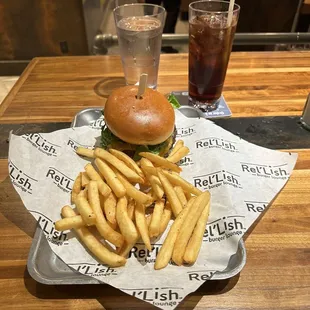 a burger and fries