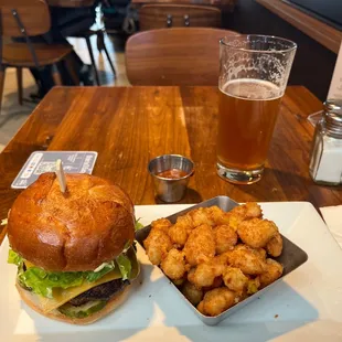 Rel&apos;lish burger and cheese curds (which are awesome)