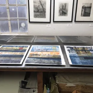 Large collages of and monotype prints, Jessica Krichels