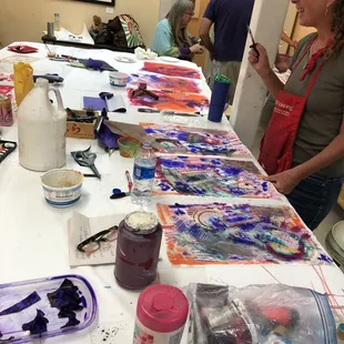 Layering in paint on pellon workshop by Roberto Salas
