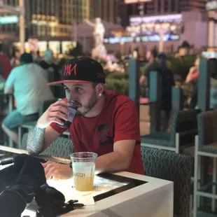 View of the Strip. You can see the interactive touch screens on the top of the bar.