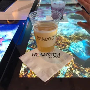 Leinenkugel and blueberry Red Bull at the new Rematch bar at The Linq.