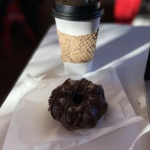 Dulce de leche latte and chocolate donut