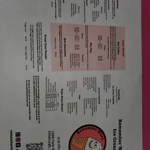 The extensive menu...