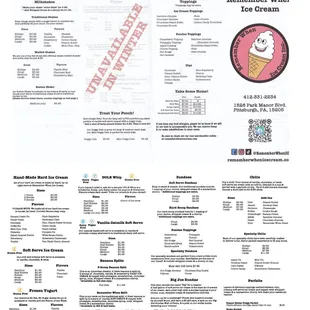 Menu with prices (as of November 2021).