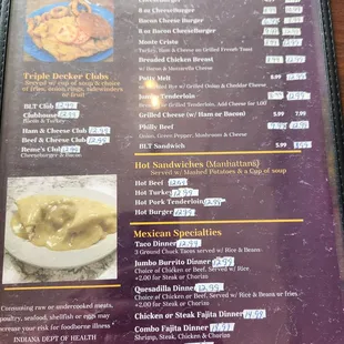 menu