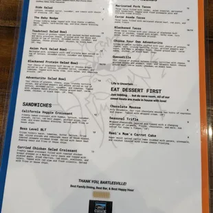 the menu