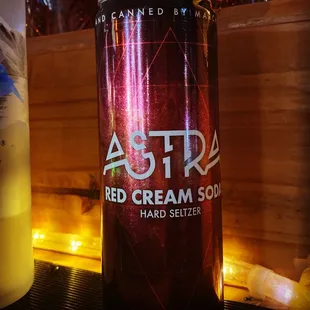a bottle of astr red cream soda