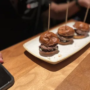 Steak sliders. Amazing if you like blue cheese. Candied onions are a nice touch.