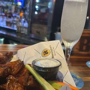 Honey Sriracha Wings &amp; French 75