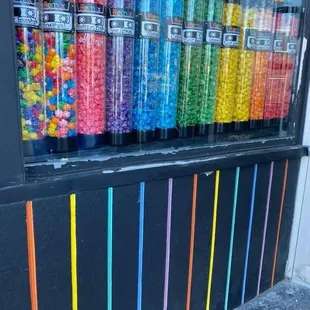 a display of candy in a store window