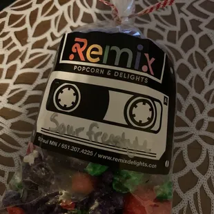 My 2nd bag of Sour popcorn from Remix delights