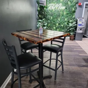 a table and chairs