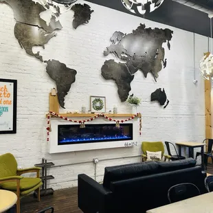 a map of the world on the wall