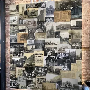 Photo wall of Arcadia history on the inside