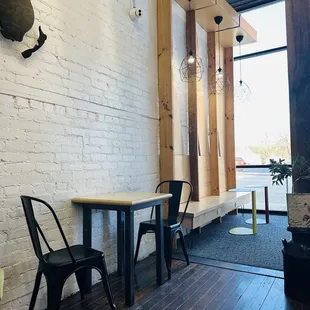 a table and two chairs