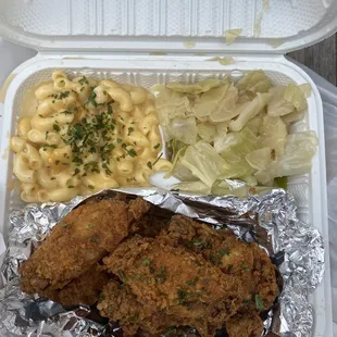 fried chicken cabbage MAC AND CHEESE