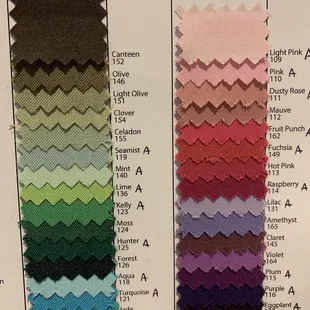 Napkin swatches