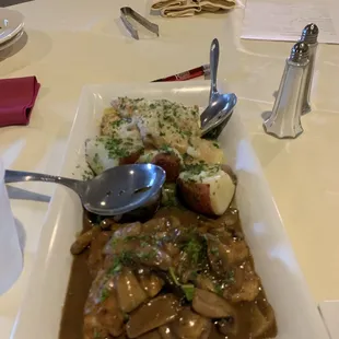 Chicken Romano and chicken Marcella with red skin potato's