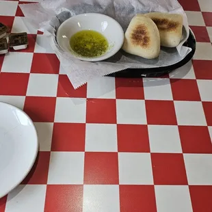 a red and white checkered table