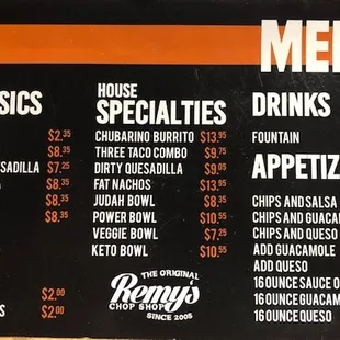 the menu