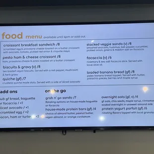 Food menu