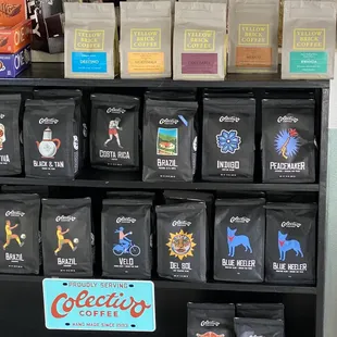 Local coffee beans for sale- yellow brick and Colectivo