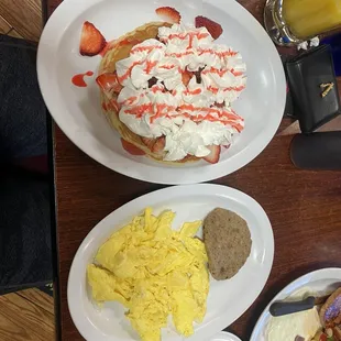 Strawberry pancakes combo