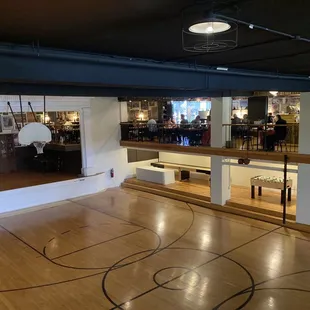 Dining area overlooking the old gymnasium.