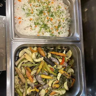 Rice pilaf with grilled farmers market vegetables