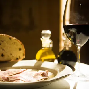 prosciutto, olive loaf and Merlot...