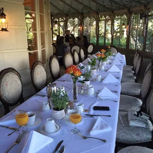 Brunch setting by overlooking the patio
