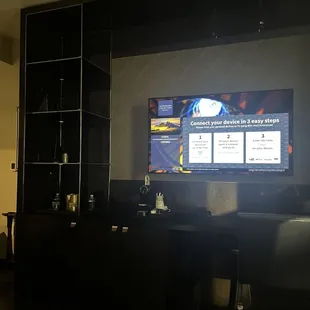 Free TV and wifi; you can also hook up your devices to the TV but I couldn't figure it out