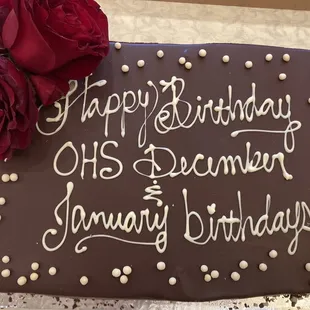 The quarter sheet chocolate mousse cake!