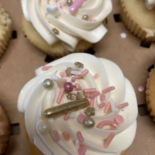 Plain vanilla cupcakes but decorated exquisitely!
