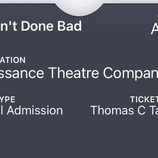 Ticket for today's show