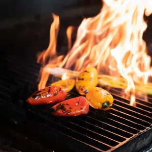 Fire-grilled peppers